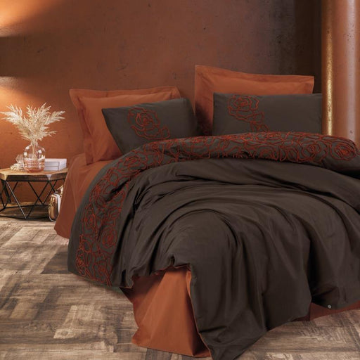 Brode Ranforce Çift Kişilik Nevresim Takımı Rosen Kiremit 4 Adet Yastık Kılıfı Bonvagon