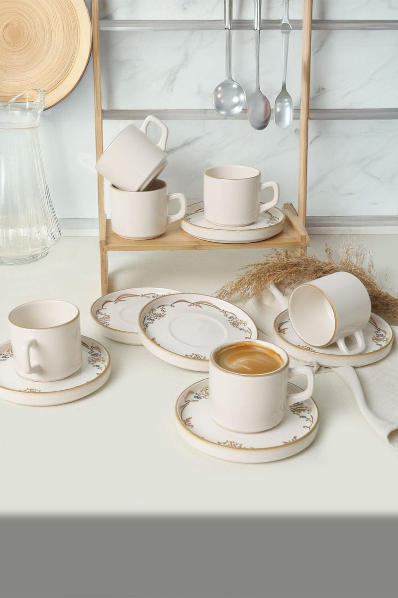 Bronz Çay Takımı 12 Parça 6 Kişilik Set Bonvagon