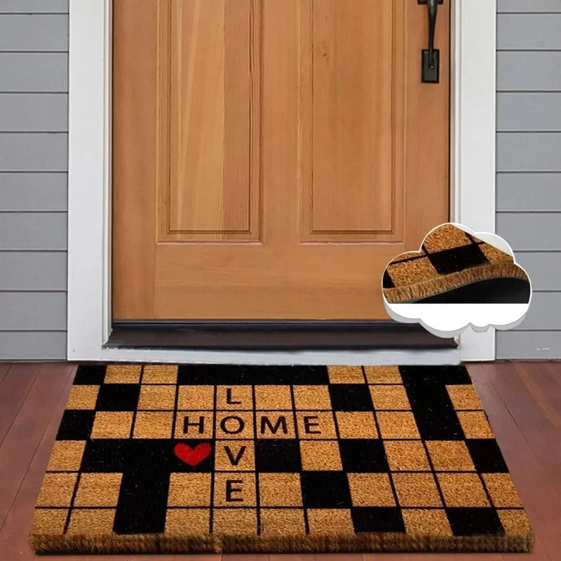 Bulmaca Love Home Doğal Koko Hindistan Cevizi Kapı Önü Paspas 60x40cm