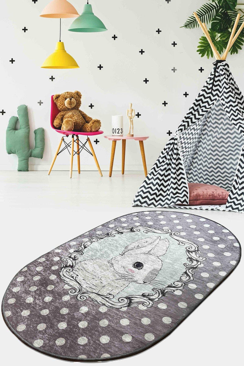 Bunny Çocuk Halısı, Kaymaz Taban, Yıkanabilir Bonvagon