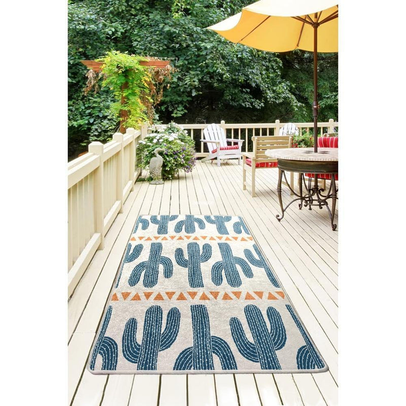 Cactus Time Dijital Baskılı Halı, Kaymaz Taban, Yıkanabilir Bonvagon