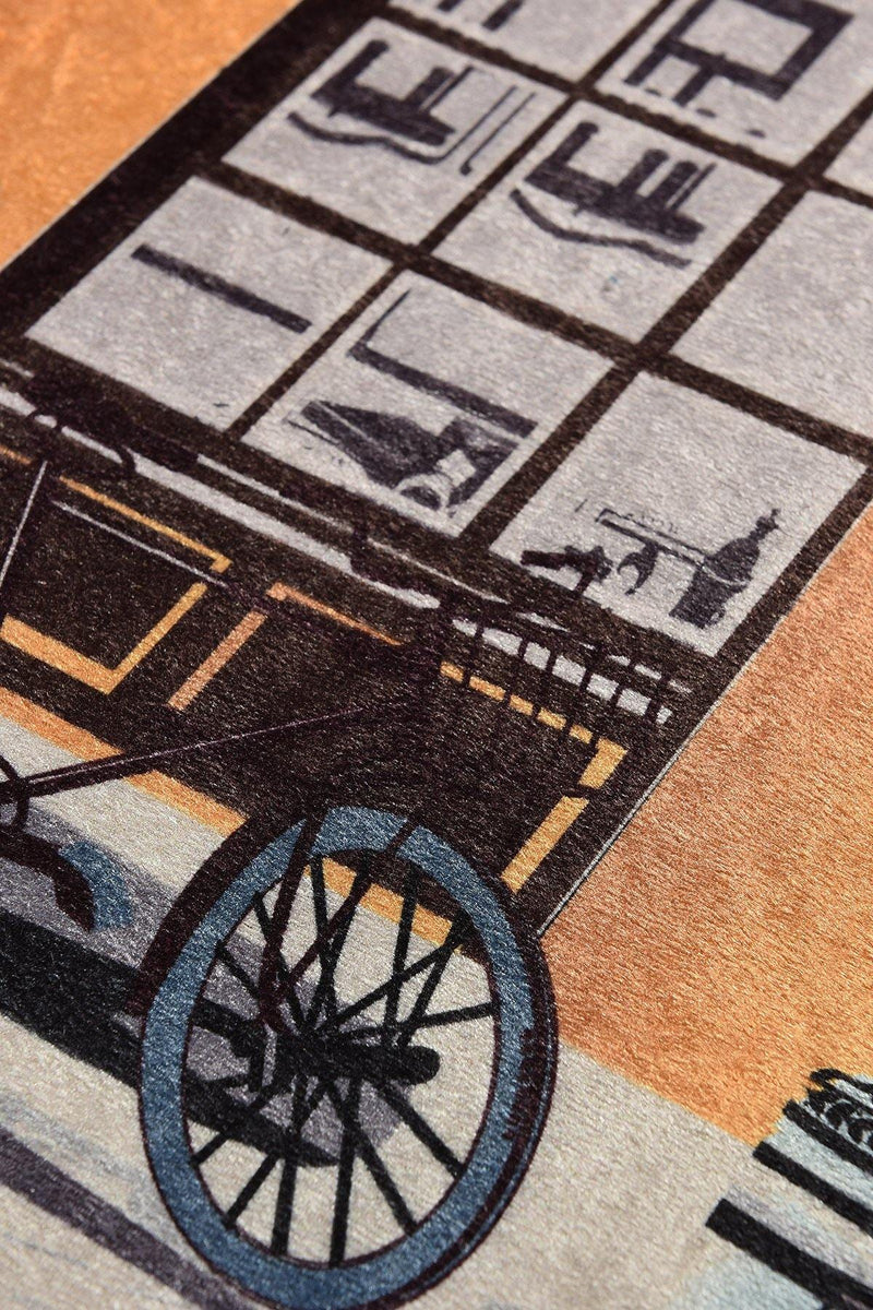 Cafe Dijital Baskılı 2li Set Banyo Halısı, Kaymaz Taban, Yıkanabilir Bonvagon