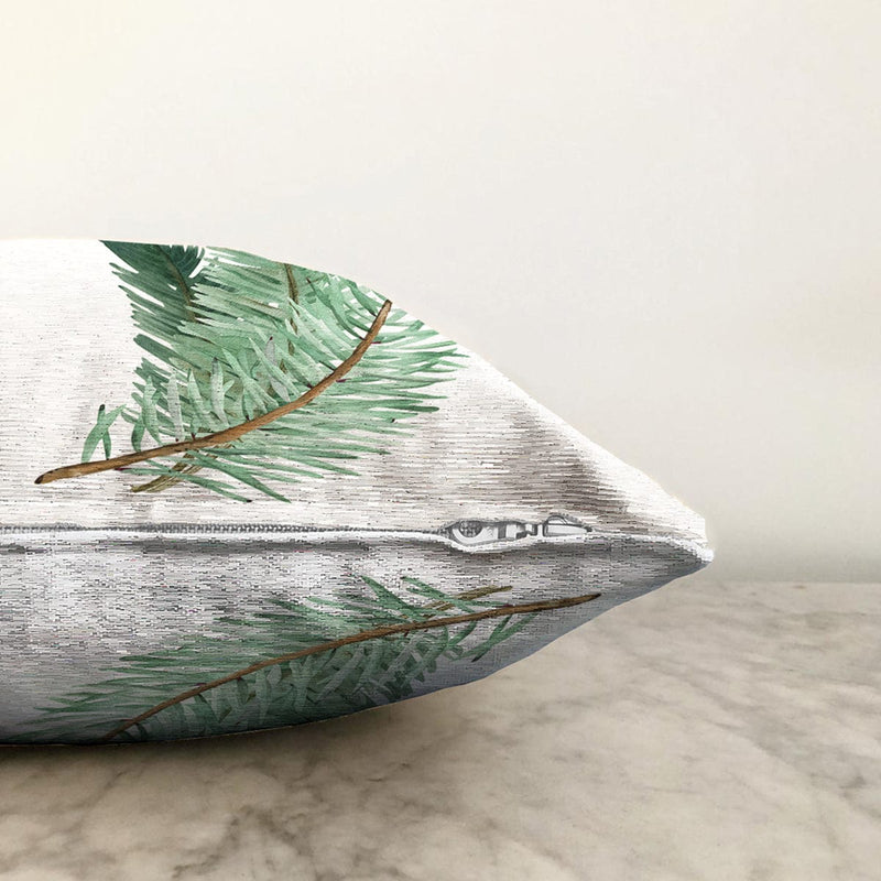 Çam Yaprağı Çizimli Cristmas Temalı Dijital Baskılı Dekoratif Raşel Kadife Yastık Kırlent Kılıfı Bonvagon