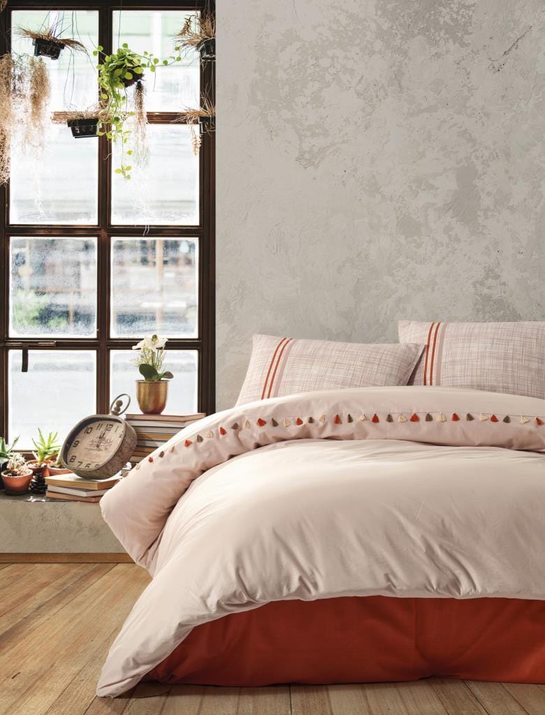 Candy Çift Kişilik Nevresim Takımı Merri Bej 57 Tel Ranforce %100 Pamuk Bonvagon