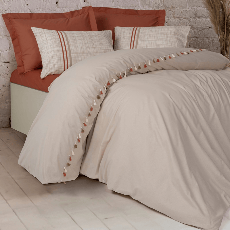 Candy Çift Kişilik Nevresim Takımı Merri Bej 57 Tel Ranforce %100 Pamuk Bonvagon