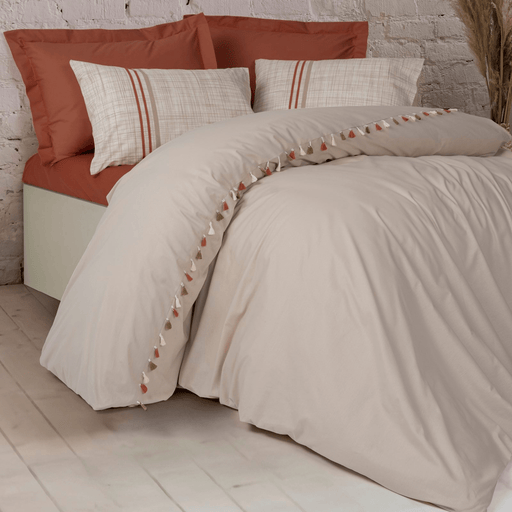 Candy Çift Kişilik Nevresim Takımı Merri Bej 57 Tel Ranforce %100 Pamuk Bonvagon