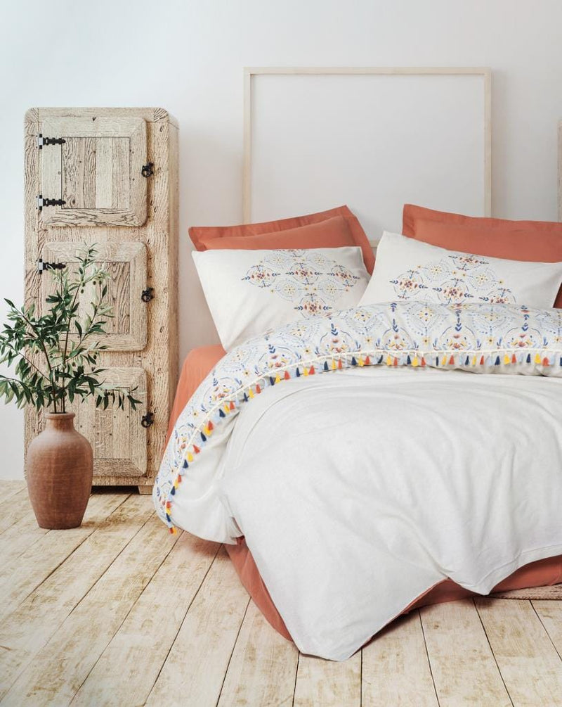 Candy çift Kişilik Nevresim Takımı Milis Kiremit 57 Tel Ranforce %100 Pamuk Bonvagon