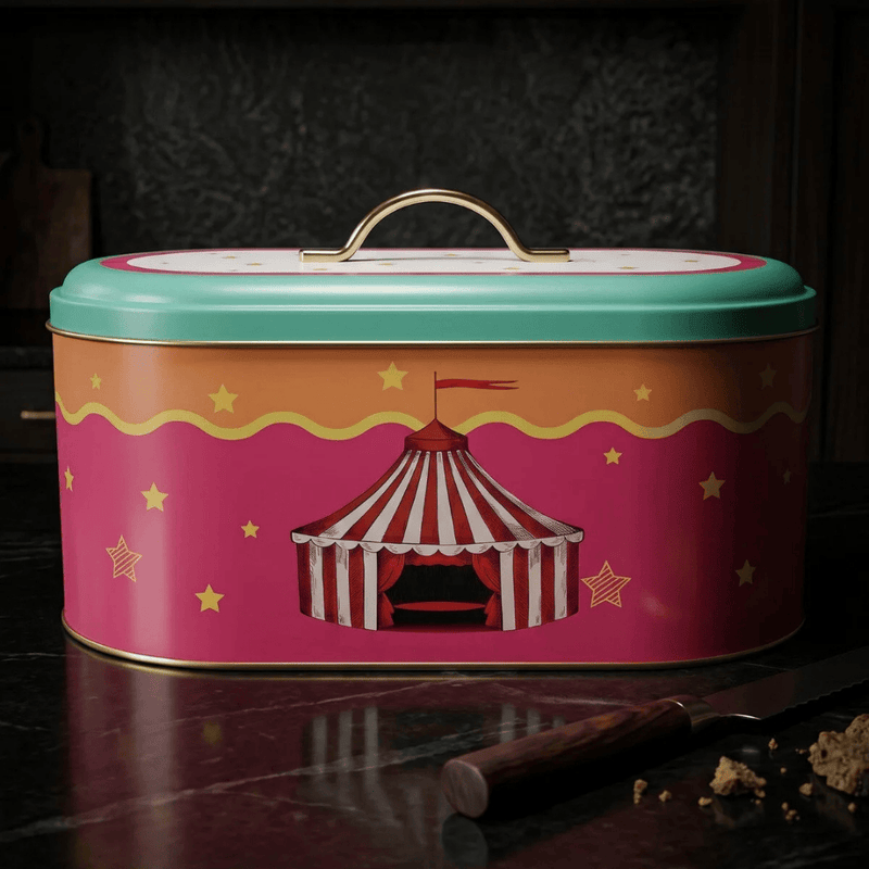 Carnival Nights Oval Metal Ekmek Kutusu 7 Litre, 17.8 x 33.8 x 15.2 cm