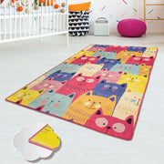 Cats Renkli Kediler Halı Yıkanabilir Antibakteriyel Kaymaz Taban Yıkanabilir Bonvagon