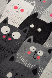 Cats Yıkanabilir Antibakteriyel Çocuk Halısı, Kaymaz Taban, Yıkanabilir Bonvagon