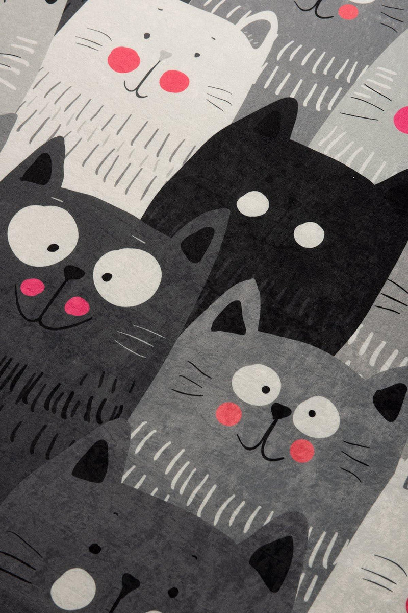 Cats Yıkanabilir Antibakteriyel Çocuk Halısı, Kaymaz Taban, Yıkanabilir Bonvagon