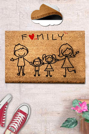 Çekirdek Aile (Nuclear Family) Doğal Koko Hindistan Cevizi Kapı Önü Paspas 60x40cm