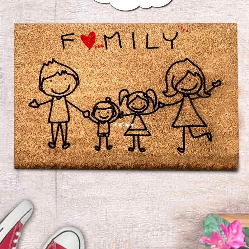 Çekirdek Aile (Nuclear Family) Doğal Koko Hindistan Cevizi Kapı Önü Paspas 60x40cm