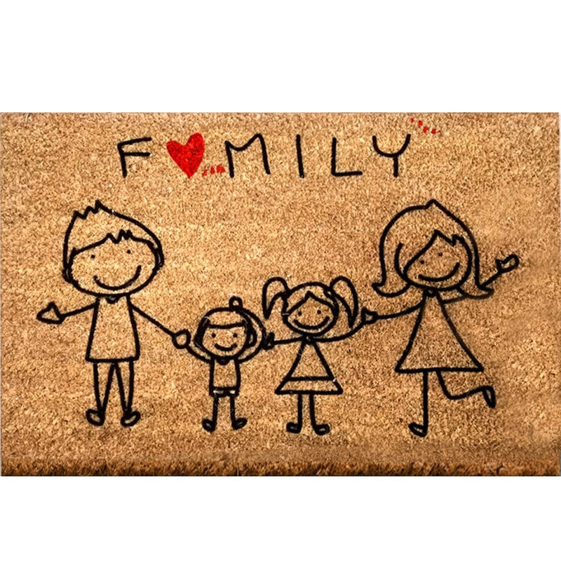 Çekirdek Aile (Nuclear Family) Doğal Koko Hindistan Cevizi Kapı Önü Paspas 60x40cm Bonvagon