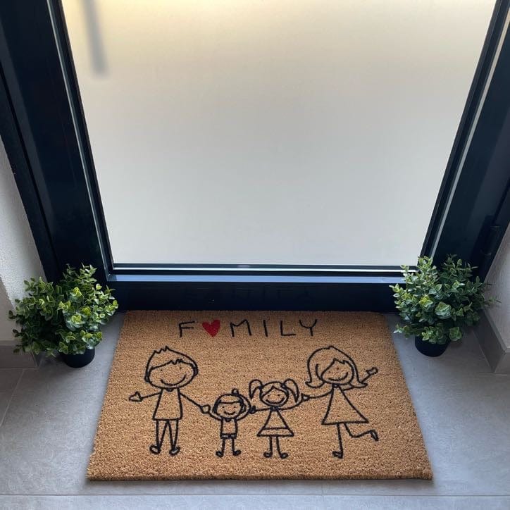 Çekirdek Aile (Nuclear Family) Doğal Koko Hindistan Cevizi Kapı Önü Paspas 60x40cm Bonvagon