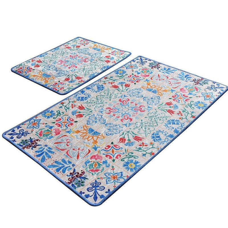 Ceramica Dijital Baskılı 2li Set Banyo Halısı, Kaymaz Taban, Yıkanabilir Bonvagon