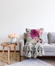 Çiçek Demeti Dijital Baskılı Dekoratif Raşel Kadife Yastık Kırlent Kılıfı Bonvagon