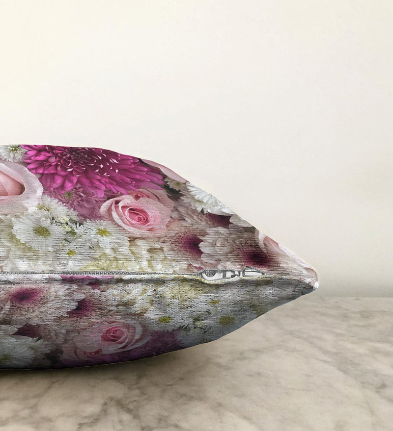 Çiçek Demeti Dijital Baskılı Dekoratif Raşel Kadife Yastık Kırlent Kılıfı Bonvagon