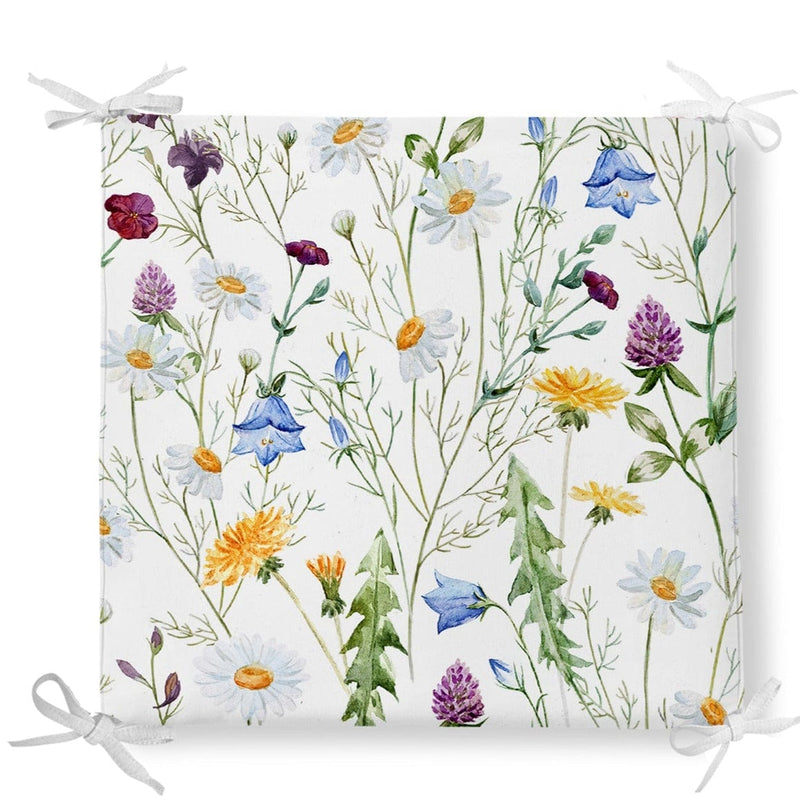 Çiçek Desenli Dekoratif Kare Sandalye Minderi 40x40cm Fermuarlı Bonvagon