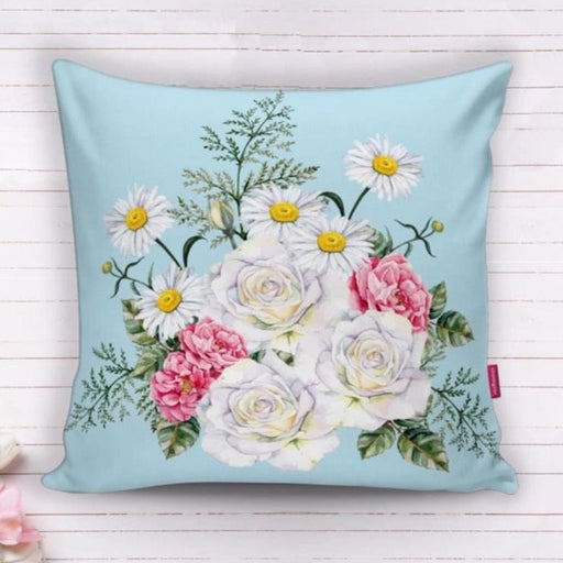 Çiçek Desenli Dijital Baskılı Dekoratif Yastık Kırlent Kılıfı 43x43cm