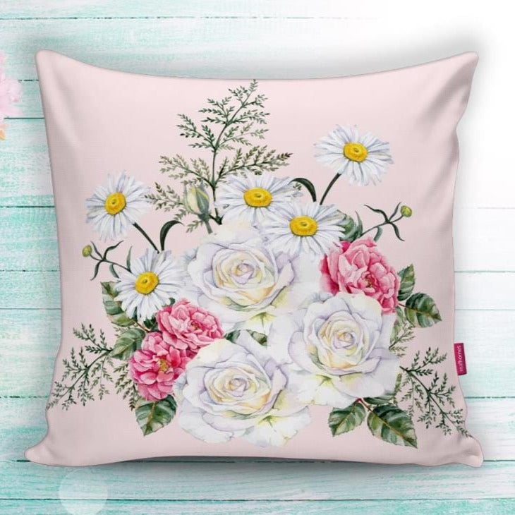 Çiçek Desenli Dijital Baskılı Dekoratif Yastık Kırlent Kılıfı 43x43cm Bonvagon