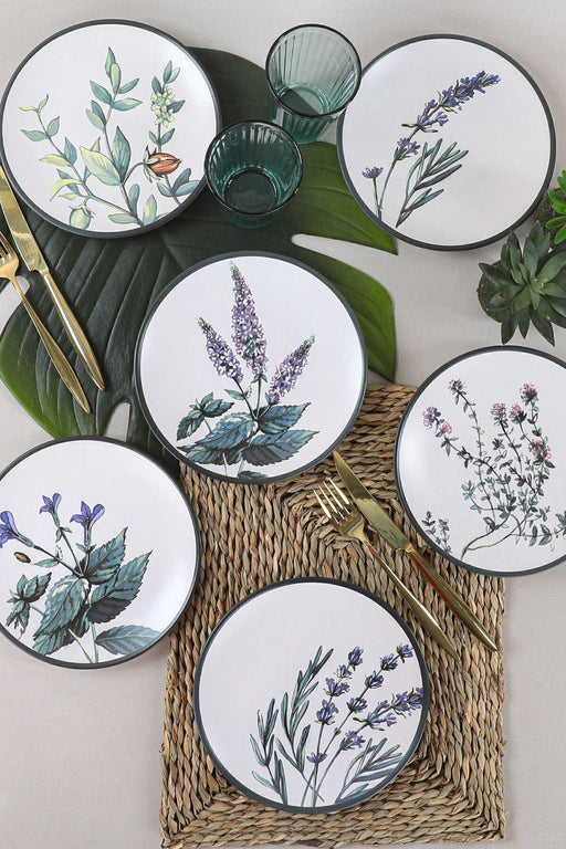 Çiçek Desenli Pasta Tabağı Seti 20 Cm - 6'lı Bonvagon