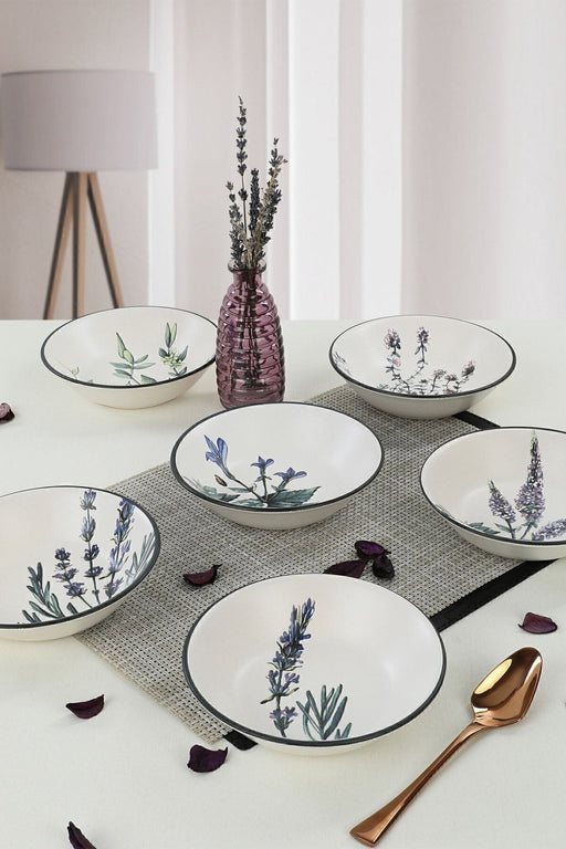 Çiçek Desenli Yemek Tabağı Seti 18 cm 6 Adet Bonvagon