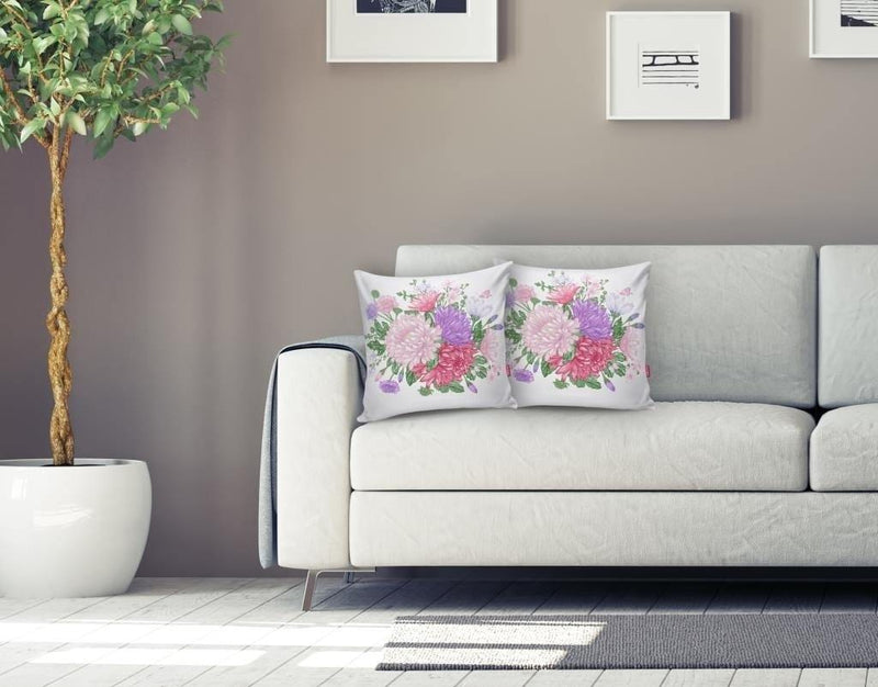 Çiçek Motifli Modern Dijital Baskılı Dekoratif Yastık Kırlent Kıl 43x43cm
