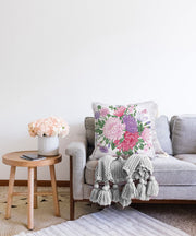 Çiçek Motifli Raşel Kadife Kumaş Çift Taraflı Dijital Baskılı Dekoratif Yastık Kırlent Kılıfı 43x43cm Bonvagon