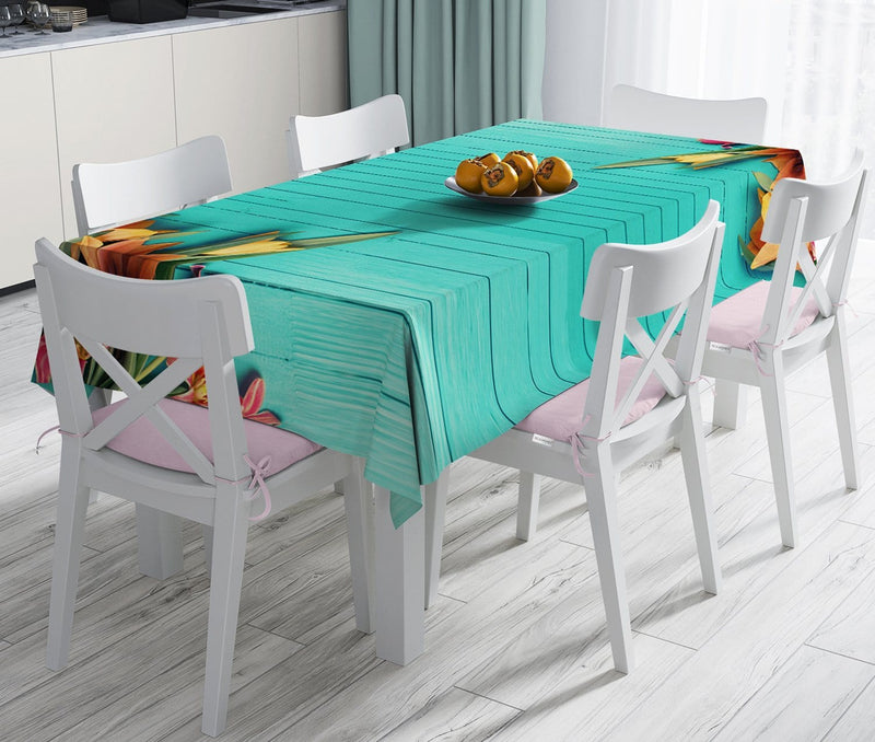 Çiçek Temalı Dijital Baskılı Dekoratif Leke Tutmaz Masa Örtüsü Bonvagon