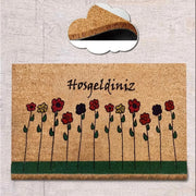 Çiçekler Doğal Koko Hindistan Cevizi Kapı Önü Paspas 60x40cm Bonvagon