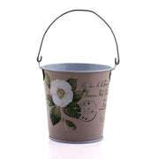 Çiçekli Metal Kova Bonvagon