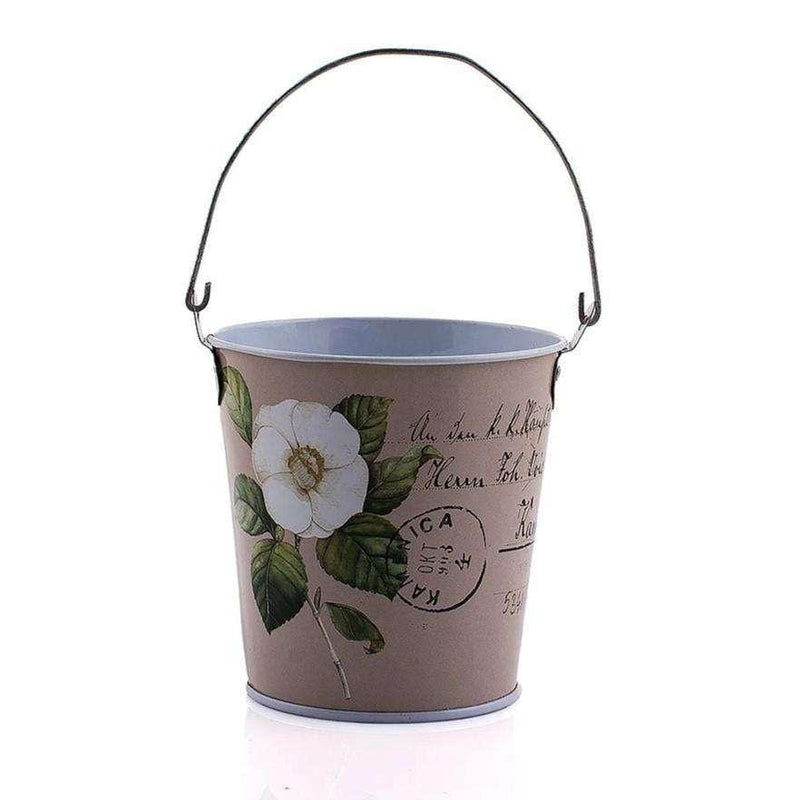 Çiçekli Metal Kova Bonvagon