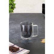 Çift Cidarlı Cam Kupa Gri Renk Bonvagon