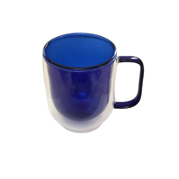 Çift Cidarlı Cam Kupa Lacivert Renk Bonvagon