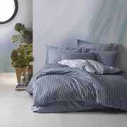 Çift Kişilik Bambu Saten Nevresim Takımı Mavi Bonvagon