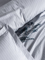 Çift Kişilik Elegant  Stripe Saten Nevresim Takımı Gri 83 Tel Dokuma %100 Pamuk Bonvagon