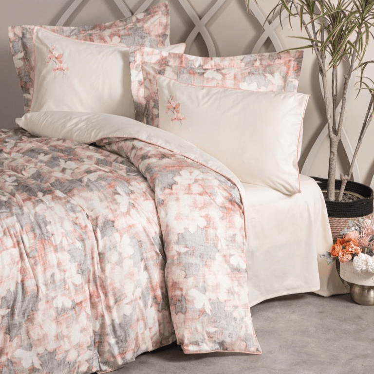 Çift Kişilik Elit Saten Nevresim Takımı Layana Pembe 120 Tel 4 Adet Yastık Kılıfı Bonvagon