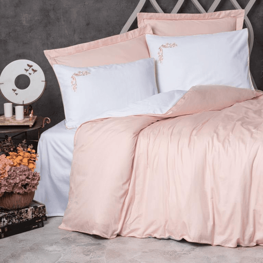 Çift Kişilik Elit Saten Nevresim Takımı Melinda Pembe 120 Tel 4 Adet Yastık Bonvagon