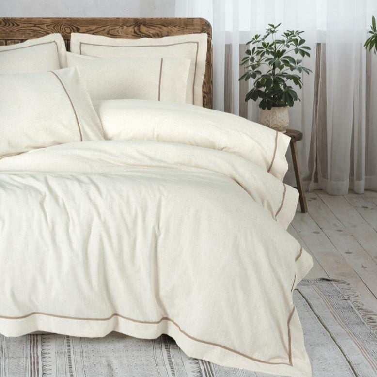 Çift Kişilik Nevresim Takımı Inborn Banded Kahve Bonvagon