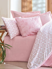 Çift Kişilik Nevresim Takımı Minimal Best Pembe Lastikli Çarşaf