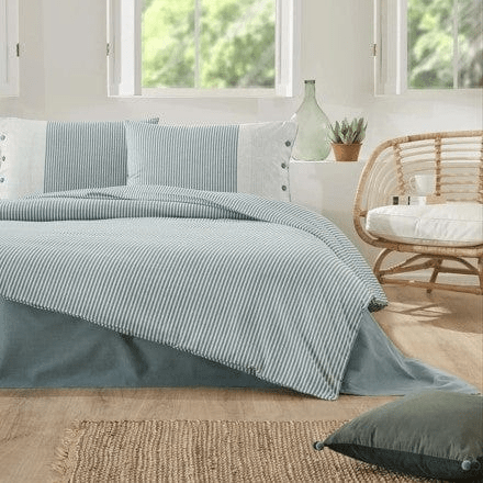 Çift Kişilik Ranforce Nevresim Takımı Natural Line Mavi Bonvagon