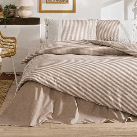 Çift Kişilik Ranforce Nevresim Takımı Natural Line Somon Bonvagon