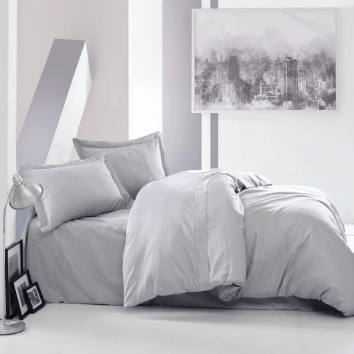 Çift Kişilik Saten Nevresim Takımı Elegant Gri 83 Tel %100 Pamuk Bonvagon