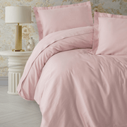 Çift Kişilik Saten Nevresim Takımı Elegant Pudra 83 Tel %100 Pamuk Bonvagon