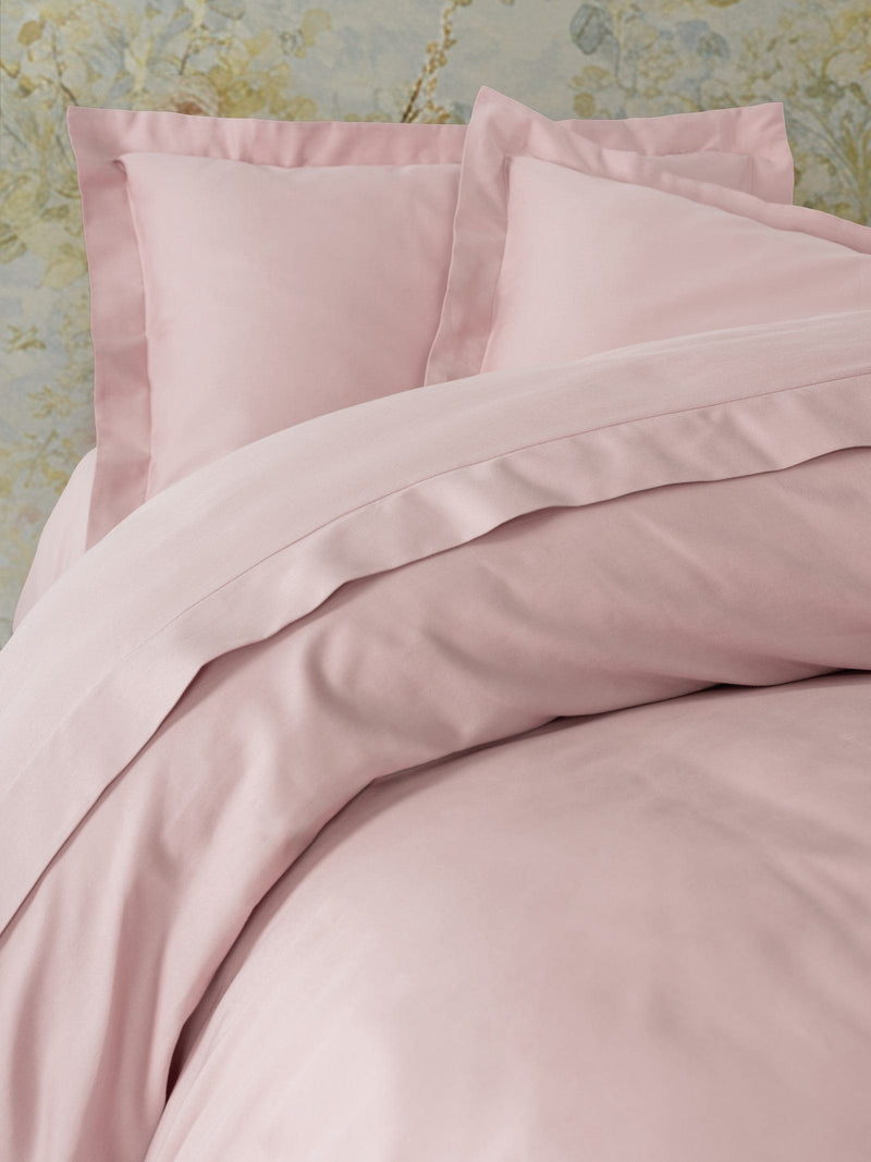 Çift Kişilik Saten Nevresim Takımı Elegant Pudra 83 Tel %100 Pamuk Bonvagon