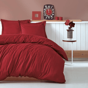 Çift Kişilik Saten Nevresim Takımı Elegant Stripe Bordo 83 Tel %100 Pamuk Bonvagon