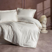 Çift Kişilik Saten Nevresim Takımı Elegante Stripe Ekru 83 Tel %100 Pamuk Bonvagon