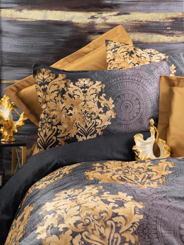 Çift Kişilik Saten Nevresim Takımı Jadira Bej 83 Tel 4 Adet yastık Bonvagon