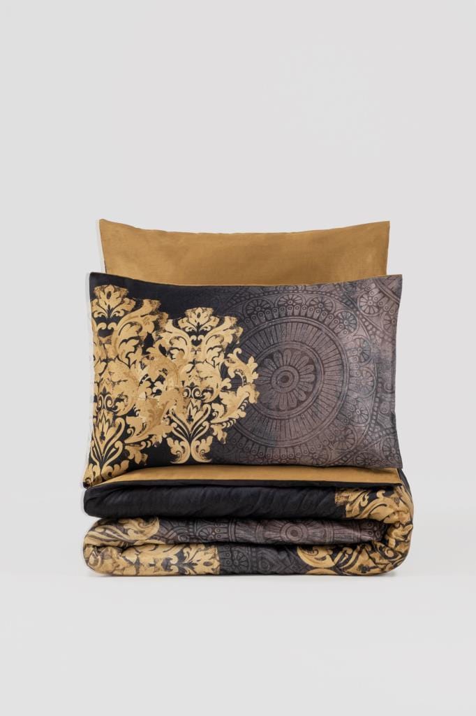 Çift Kişilik Saten Nevresim Takımı Jadira Bej 83 Tel 4 Adet yastık Bonvagon